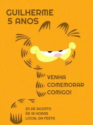 Convite Aniversário Garfield para Editar Online e Imprimir