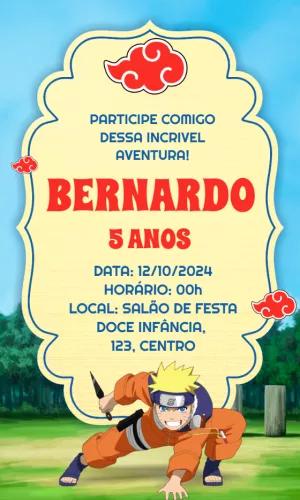 Convite de Aniversário Naruto Shippuden para Editar Online
