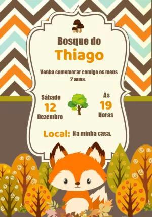 Convite de Aniversário Bosque com Raposa para Editar Online