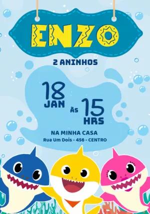 Convite de Aniversário Baby Shark para Editar Online