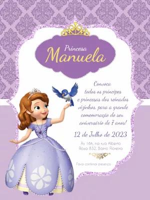 Convite de Aniversário Princesa Sofia para Editar Online