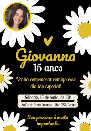 Convite 15 Anos Margaridas com Foto para Editar Online