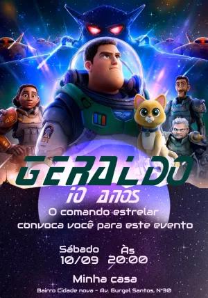 Convite de Aniversário Lightyear com Buzz para Editar Online