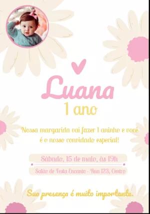 Convite Aniversário Margaridas com Foto para Editar Online