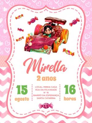 Convite Aniversário Vanellope Corrida Doce para Editar Online