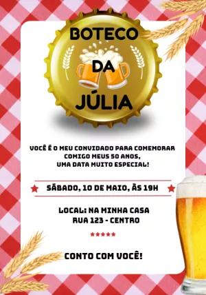 Convite Aniversário Tema Boteco para Editar e Imprimir
