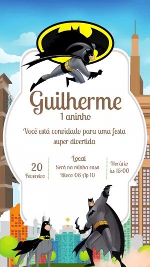 Convite Aniversário Batman Editável Online para Festa Infantil