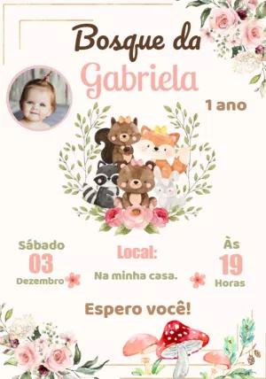 Convite Aniversário Bosque Encantado com Foto para Editar