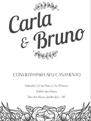 Convite de Casamento Floral Clássico para Editar Online