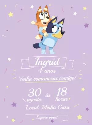 Convite de Aniversário Bluey e Bingo para Editar Online