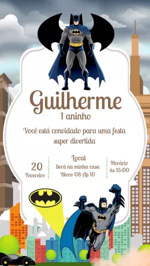 Convite de Aniversário Batman para Editar Online