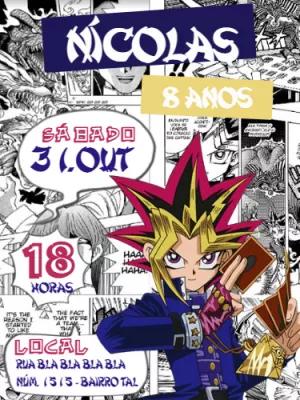 Convite de Aniversário Yu-Gi-Oh! com Yugi para Editar Online