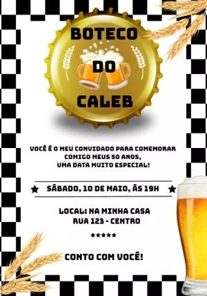 Convite de Aniversário Tema Boteco para Editar Online