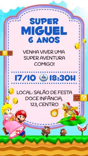 Convite de Aniversário Super Mario World para Editar Online