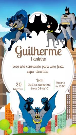 Convite de Aniversário Batman Herói para Editar e Imprimir