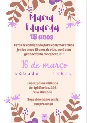 Convite 15 Anos Jardim Encantado Floral para Editar Online