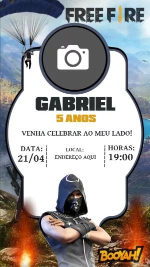 Convite Aniversário Free Fire com Foto para Editar Online