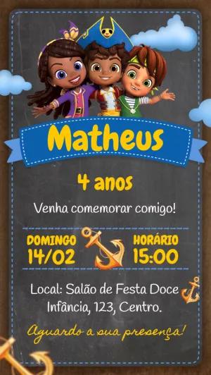 Convite Aniversário Santiago dos Mares para Editar Online