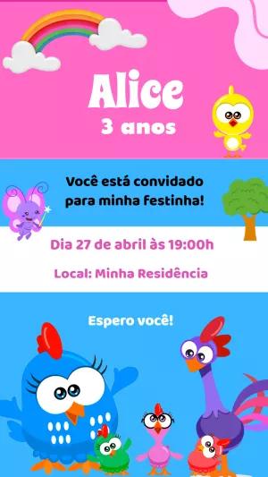 Convite Aniversário Galinha Pintadinha Mini para Editar Online