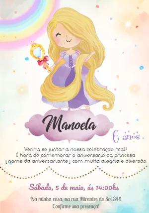 Convite de Aniversário Rapunzel para Editar Online