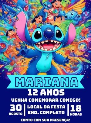 Convite de Aniversário Stitch para Editar Online