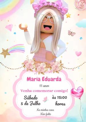 Convite de Aniversário Roblox Menina para Editar Online