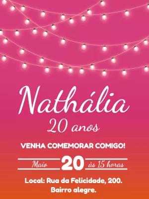 Convite de Aniversário com Luzes de Fada para Editar Online