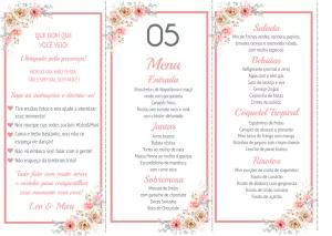 Menu de Casamento Floral com Rosas para Editar Online