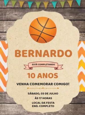 Convite de Aniversário Basquete para Editar e Enviar Online