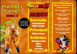 Cardápio de Aniversário Dragon Ball Z com Goku para Editar Online