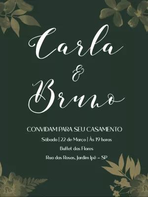 Convite de Casamento Folhagem Verde Elegante para Editar Online
