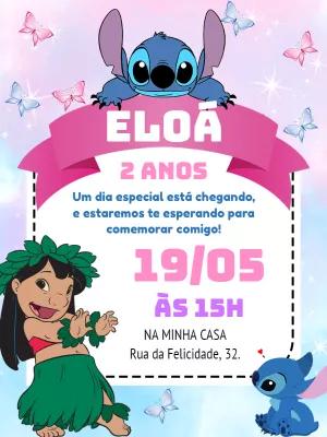 Convite de Aniversário Lilo e Stitch para Editar Online