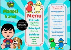 Menu de Aniversário Bento e Totó para Editar Online