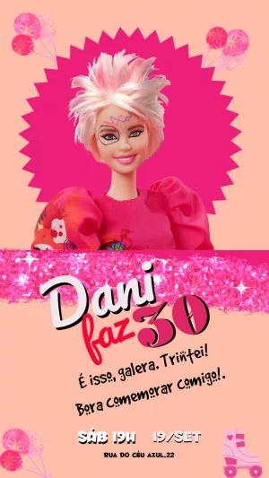 Convite Aniversário Barbie Estranha para Editar Online