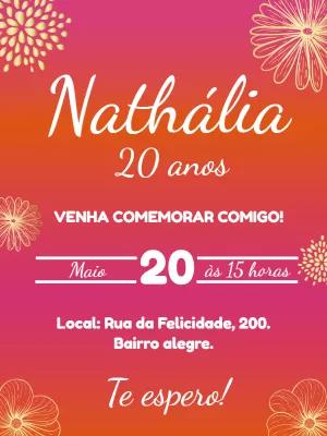 Convite de Aniversário Floral Dourado Moderno para Editar