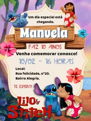 Convite de Aniversário Lilo & Stitch para Editar Online