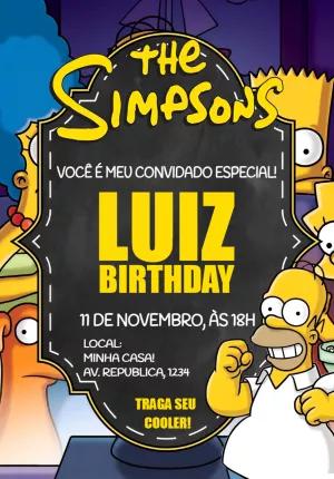 Convite Aniversário Simpsons com Personagens para Editar Online