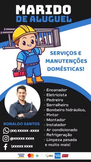 Cartão de Visita Marido de Aluguel para Editar Online