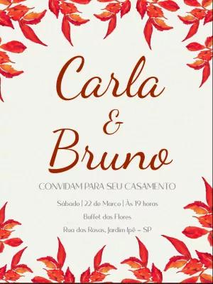 Convite de Casamento Floral Outonal para Editar Online