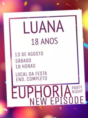 Convite de Aniversário Euphoria Editável Online para Imprimir