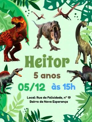 Convite de Aniversário Dinossauros para Editar Online