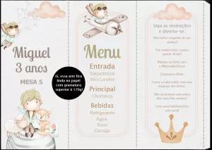Menu Editável Aniversário Pequeno Príncipe Aquarela