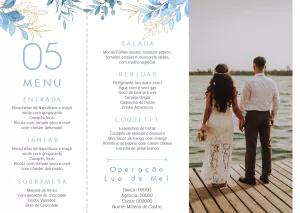 Menu de Casamento Floral com Foto para Editar Online