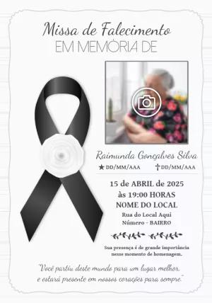 Convite Missa de Falecimento com Foto para Editar Online