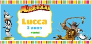 Adesivo de Aniversário Madagascar com Personagens para Editar