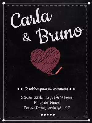 Convite de Casamento Lousa Chalkboard para Editar Online