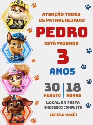 Convite de Aniversário Patrulha Canina para Editar Online