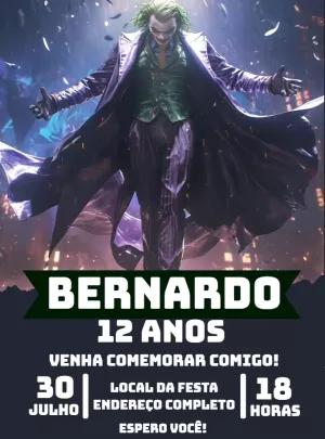 Convite de Aniversário Coringa para Editar Online Facilmente