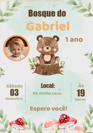 Convite Aniversário Bosque com Foto para Editar Online