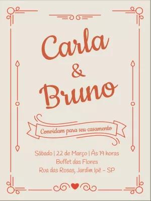 Convite de Casamento Romântico para Editar Online